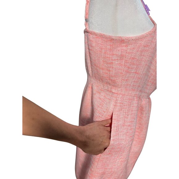 J. Crew womens Romantic Chic dress Size 12 Orange/white/Pink  pockets Sleeveless - Picture 5 of 12